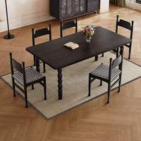 Ensemble de table à manger en bois massif Timberight de style moderne du milieu du siècle, table de cuisine rectangulaire avec chaises, meubles pour petit appartement