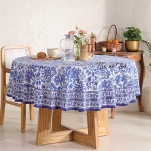 Nappe blanche 100% coton 275 Cms main bloc imprimé brodé chemins de table floraux bien absorbant 20 feuilles prix pas cher - Product Image 4