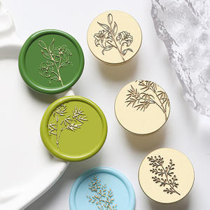 Têtes de sceau en cire florales de la série Laser Plant, 2,2 cm, en laiton, pour la décoration - Product Image 5