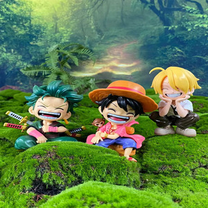 Anime <span class=keywords><strong>One</strong></span> Pieced Kawaii Q versión figura Luffy Sanji Zoro figura de acción coche decoración de escritorio PVC muñeca modelo juguete Gif - Product Image 3