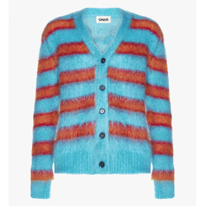 Pull pour hommes en mohair avec LOGO personnalisé OEM & ODM Pull à manches longues en tricot pelucheux à rayures Pull en mohair à capuche Cardigan en tricot - Product Image 6