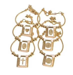 Gioielli Cattolici Religiosi Placcati <span class=keywords><strong>Oro</strong></span> Ciondoli Croce di San Benito Gesù Vergine Maria Pendente in <span class=keywords><strong>Madreperla</strong></span> Bracciali - Product Image 3