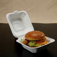 Bagasse de canne à sucre compostable jetable ECOLIFE Boîte à lunch à clapet biodégradable Boîte à hamburger Vaisselle à emporter