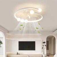 Ventilateur de plafond moderne en métal avec télécommande LED, 6 vitesses, à intensité variable, faible bruit, pour salle de bain, salle à manger, chambre à coucher