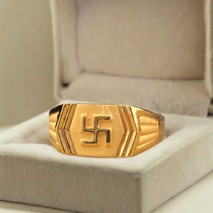 Anillo de oro tradicional de 22 quilates para hombre Diseño cultural grabado Elección elegante para fiesta de boda o aniversario Símbolo del patrimonio - Product Image 1