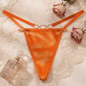 Women Pink Sexy <b>Thong</b> Panties Thin Strap Low Rise G String Underwear Breathable T-back <b>Thong</b> with Heart Metal Ring Wholesale - Product Image 3
