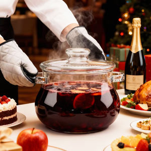 Olla de Cocina de Vidrio de Borosilicato Alto de 3500 ml, Resistente al Calor, para el Hogar, Fiestas Familiares, Uso Comercial, Cocina de Gas Clásica, para Sopa y Caldo - Product Image 3