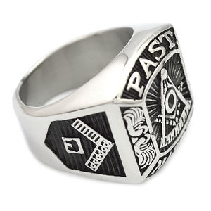 Оптовая продажа заводская цена античные серебряные масонские Кольца Ретро Винтажные печатки из нержавеющей стали кольца для мужчин - Product Image 3