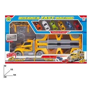 Camión Portacoches de Carreras Bisarca, de Metal Fundido a Presión, con 6 Autos, 54 cm de Largo, para Niños de 3 Años en Adelante - Product Image 1