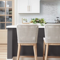 Tabourets de bar hauts en bois massif et corde tressée, style moderne et épuré, pour cuisine de jardin, utilisation intérieure et extérieure