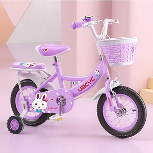 紫色女孩12 14 16 InchBaby儿童自行车带训练轮儿童自行车带靠背3-12岁 - Product Image 2