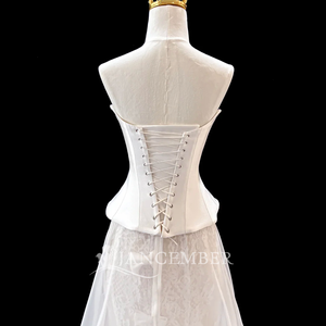 JFH171 Magnifiques robes de mariée sirène en ivoire avec fleurs 3D et corset - Product Image 4