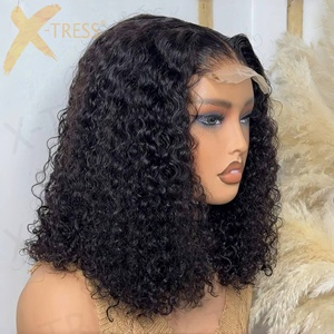 <span class=keywords><strong>Bombe</strong></span> spécial Curl perruques 200% densité sans colle Afro bouclés dentelle fermeture court Bob vague d'eau perruques cheveux humains perruque naturelle - Product Image 3
