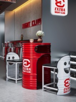 Set Meja dan Kursi Bar Kombinasi Logam Industrial untuk Kafe/Barbeque Outdoor Kreatif, Dapat Disesuaikan, untuk Komersial