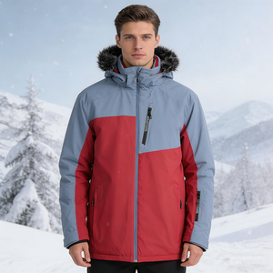 Chaqueta de Esquí Impermeable y Cortavientos para <span class=keywords><strong>Hombre</strong></span>, Chaqueta de Snowboard con Forro de Piel Extraíble en la Capucha Desmontable, de Proveedor Chino - Product Image 1