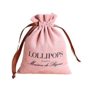 Promotional Velvet Jewelry <b>Packaging</b> <b>Bags</b> Custom Printed Small Drawstring <b>Bag</b> Velvet Jewelry Pouch With Ribbon - Product Image 1