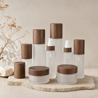 Emballage cosmétique en bois foncé 30ml 50ml 100ml 120ml 150ml, flacon givré pour toner, lotion, sérum avec couvercle en bois foncé