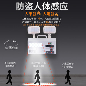 ไฟฉุกเฉินแบบสองหัว Jujingyang 20W LED พร้อมเซ็นเซอร์ตรวจจับความเคลื่อนไหว ป้ายทางออกฉุกเฉินสำหรับบันไดและทางเดิน - Product Image 1