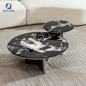 Phật Sơn Quảng Châu sofa Bàn cà phê giữa thế kỷ hiện đại sang trọng cổ điển Faux đá cẩm thạch khung thép không gỉ cho Vòng Bàn cà phê - Product Image 1