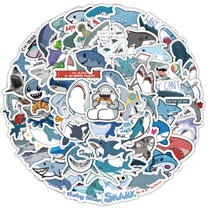 Penjualan terlaris kartun hewan Koleksi stiker lucu hiu dekorasi Desktop stiker tahan air - Product Image 1