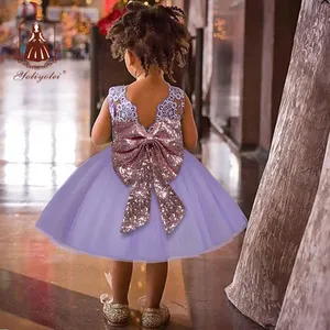 Yoliyolei Mùa Hè Bodycon Trẻ Em Quần Áo Sequin Bé Toddler Gown Sinh Nhật Wedding Party Flower Cô Gái Công Chúa Kids Dresses