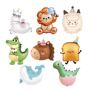 Balon Foil Aluminium Pesta Ulang Tahun Anak Ramah Lingkungan Motif Kartun Domba Singa Versi Mengkilap Hewan Lucu Dapat Didaur Ulang - Product Image 4