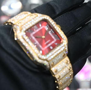 Fashion VVS D Color Moissanite Wristwatch Sapphire <b>Crystal</b> <b>Top</b> Quality Iced Out diamond Bezel Mossanite Watch for Men and Women - Product Image 1