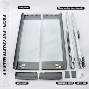 高状态196毫米高度玻璃侧板黑色软关闭厨房滑动抽屉盒抽屉滑轨 - Product Image 3