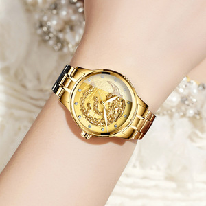 Binbond Gold Dragon Quartz Watch 11mm Stainless Steel Band Waterproof Luminous Diamond Men's Watch - Product Image 3