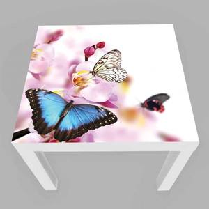 Mesa de Centro Moderna Blanca de Lujo con Diseño de Mariposa Impresa con UV, Estilo Nórdico, para Sala de Estar - Product Image 1