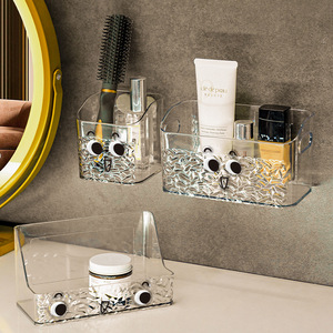 Clear Wall Mount Storage Box With Cartoon Pattern For Bathroom Makeup Organizers 500ml Capacity No Lid - Product Image 2