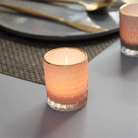 Bougeoirs votifs en verre brillant avec bord doré pour décoration Bougies en cristal de luxe rose Offre Spéciale