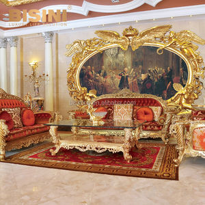 Sofá de Salón de Lujo Bisini, Muebles Hechos a Mano, Sofá Seccional de Madera Tallada Delicada de Estilo Europeo Real - Product Image 1