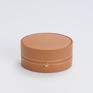 FANXI Custom logo <b>Orange</b> Leather Jewelry Box Ring Earrings Pendant Necklace Box Jewelry Packaging - Product Image 4