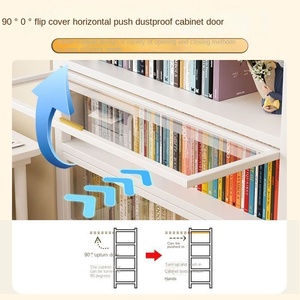 Bibliothèque moderne multi-niveaux en acier avec armoire anti-poussière à ouverture basculante, meuble de rangement de bureau sur pied, étagère à dossiers - Product Image 5