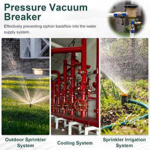 Ondaqua 1 Inch Brass Pressure Vacuum Breaker 400 Psi <b>Sprinkler</b> Backflow Preventer For Farm <b>Irrigation</b> Systems - Product Image 4