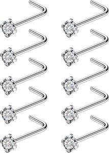 कारखाने थोक टाइटेनियम नाक स्टड भेदी लाल आकार के मोइससानाइट पत्थर फैशन बॉडी गहने नाक स्टड - Product Image 4