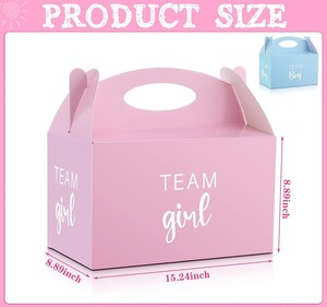 Boîtes de fête pour révélation de sexe, grands dossiers avec poignées, biodégradables, laminage mat pour garçons et filles, <span class=keywords><strong>anniversaire</strong></span> bleu rose - Product Image 4