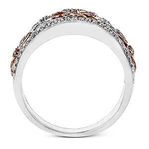 Anello da Donna Bicolore Traforato con Motivi Floreali, Stile Pavé Scintillante con Pietre, Gioiello da Dito alla Moda - Product Image 5
