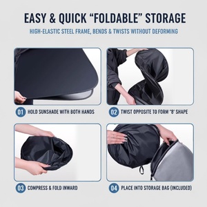 360 <b>Degree</b> Angle Folding Car Front Windshield Sunshade Umbrella Heat Shield UV Protection Hanging Function Universal Fit Metalu - Product Image 4