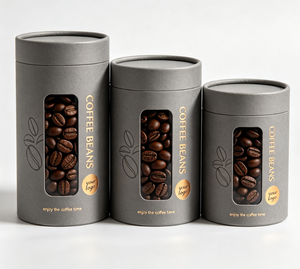 บรรจุภัณฑ์กาแฟแบบย่อยสลายได้ทางชีวภาพเกรดอาหาร OEM สำหรับเมล็ดกาแฟ บรรจุในหลอดกระดาษพร้อมหน้าต่างมองเห็นได้ บรรจุภัณฑ์กล่องกระดาษหรูหราเป็นมิตรกับสิ่งแวดล้อม - Product Image 1