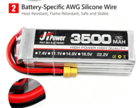 Batterie Lipo RC 4S 14,8V 3500mAh 75C à décharge élevée pour drone FPV, avion à aile fixe, bateau RC CE FCC ROHS