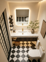Lemari Dinding Kamar Mandi LKYT, Lemari Vanity Kamar Mandi dengan Wastafel, Lemari Kamar Mandi dengan Cermin Modern