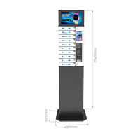 Station de recharge rapide AMI Pro 10 baies 2025 avec paiement par pièces/cartes de crédit en option, compatible avec les téléphones et les tablettes