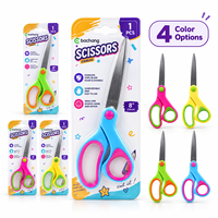 Ciseaux à lame en acier inoxydable, manche ergonomique, outil de coupe multi-usages pour l'école, la maison et l'artisanat, emballage sous blister, couleurs assorties