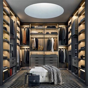 Garde-robe moderne personnalisée de plain-pied <span class=keywords><strong>avec</strong></span> le système coulissant de porte de miroir Garde-robe de mur pour l'application de chambre à coucher - Product Image 1