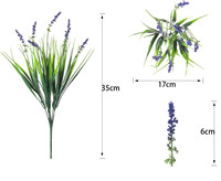 Plante artificielle de lavande violette à 7 têtes, toucher réel, fausse verdure pour la décoration extérieure de la maison, du balcon et du patio