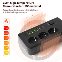 Multiprise Schuko Noir et Blanc 3/6 Prises EU avec Charge Rapide PD Type-C, Protection Contre les Surcharges, Câble d'Extension 2M 3M pour Vente en Gros UE