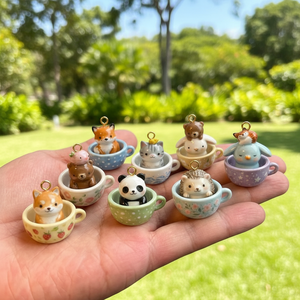 Colgante de animal pintado en cobre, bonito dije de margarita, llavero con mosquetón, adorable panda y zorro, tendencia de moda, joyería colgante para mascotas - Product Image 6