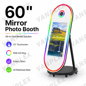 Machine de photomaton ovale 60'' avec écran tactile HD 32'' tout-en-un, compatible imprimante reflex numérique, idéale pour la location événementielle - Product Image 1